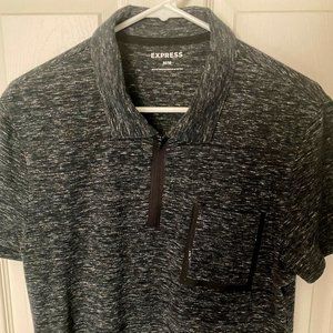 Express Dark Grey Zip Polo Shirt Size M
